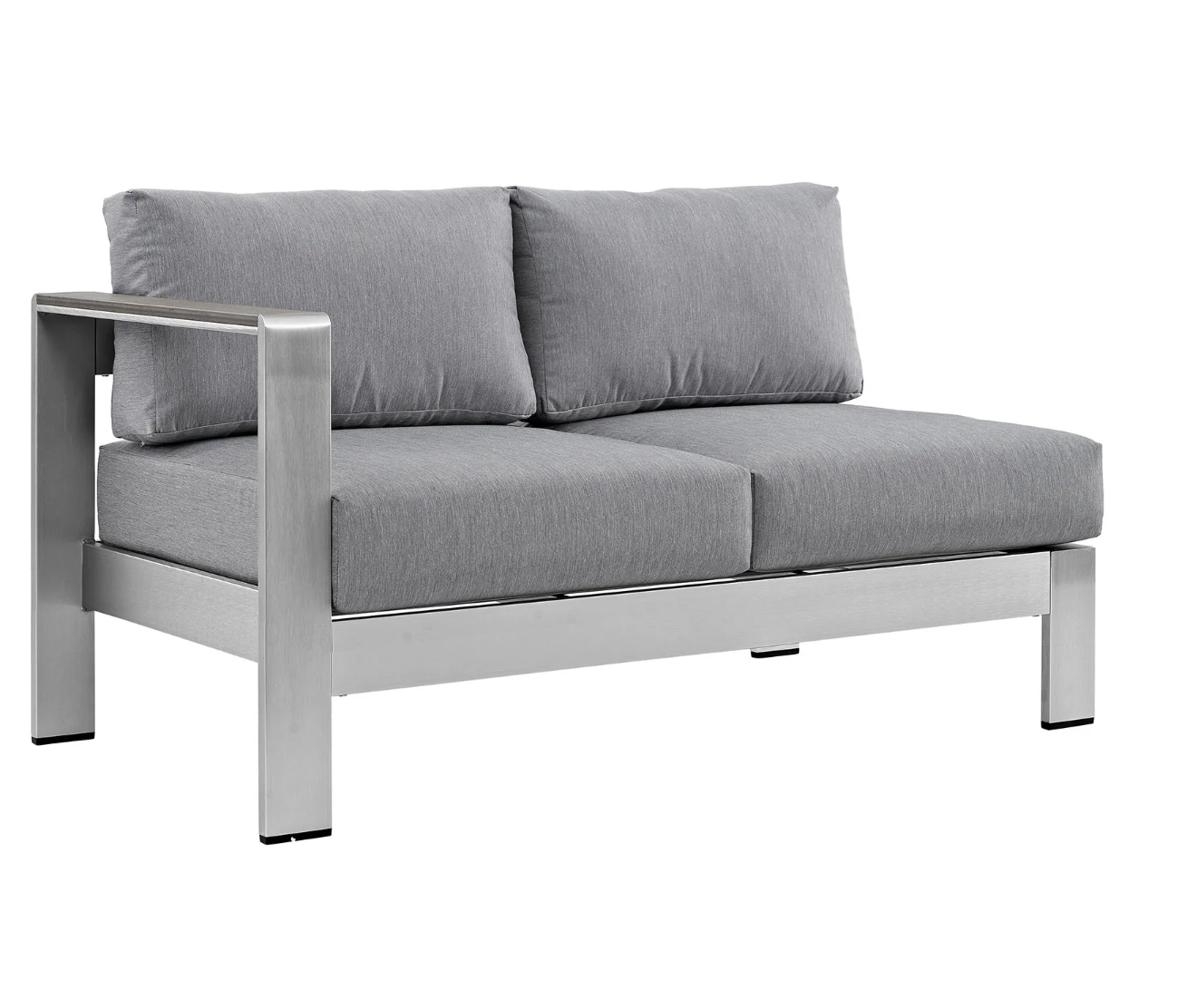 Grey and Silver Aluminum Corner Sectional Outdoor Sofa
