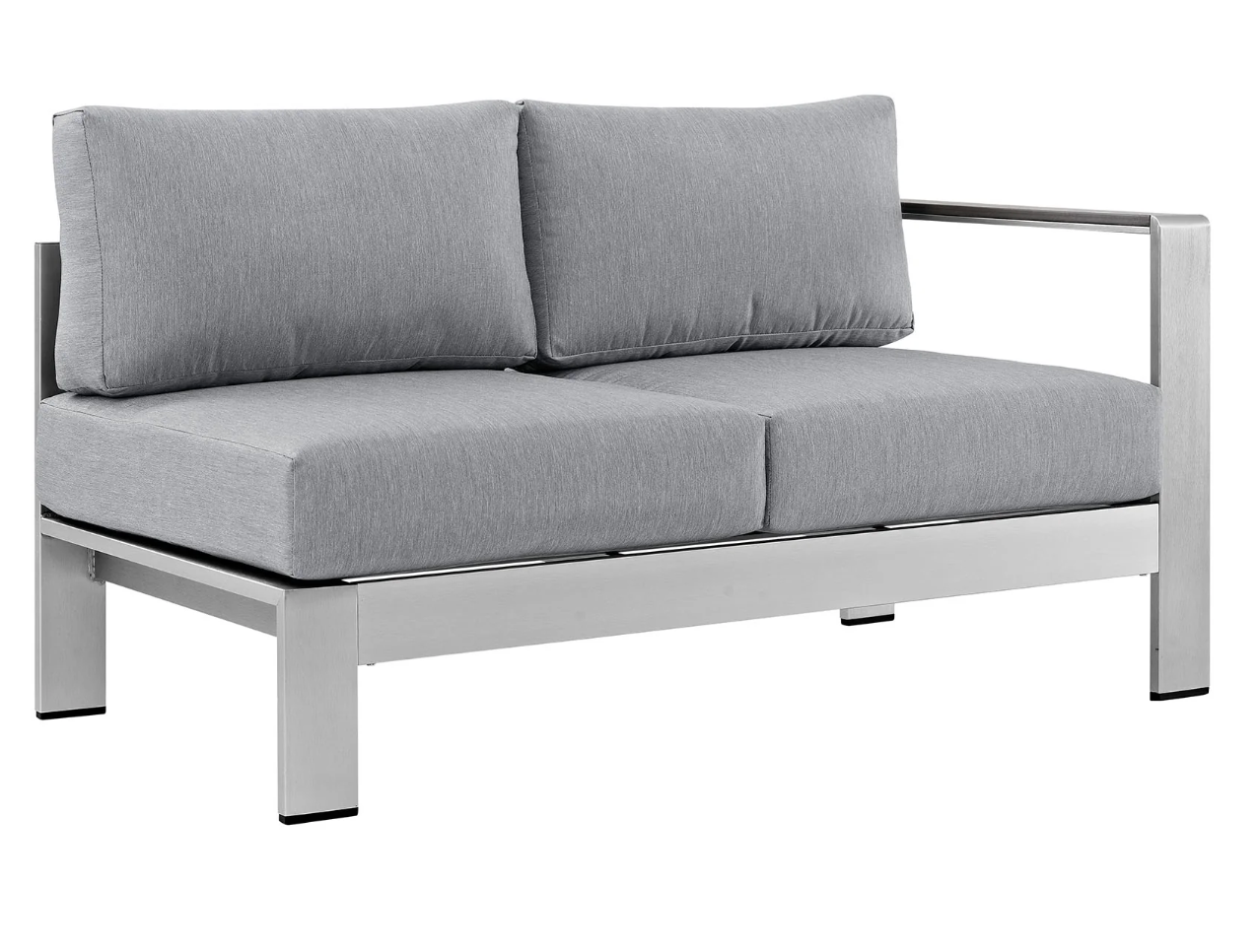 Grey and Silver Aluminum Corner Sectional Outdoor Sofa