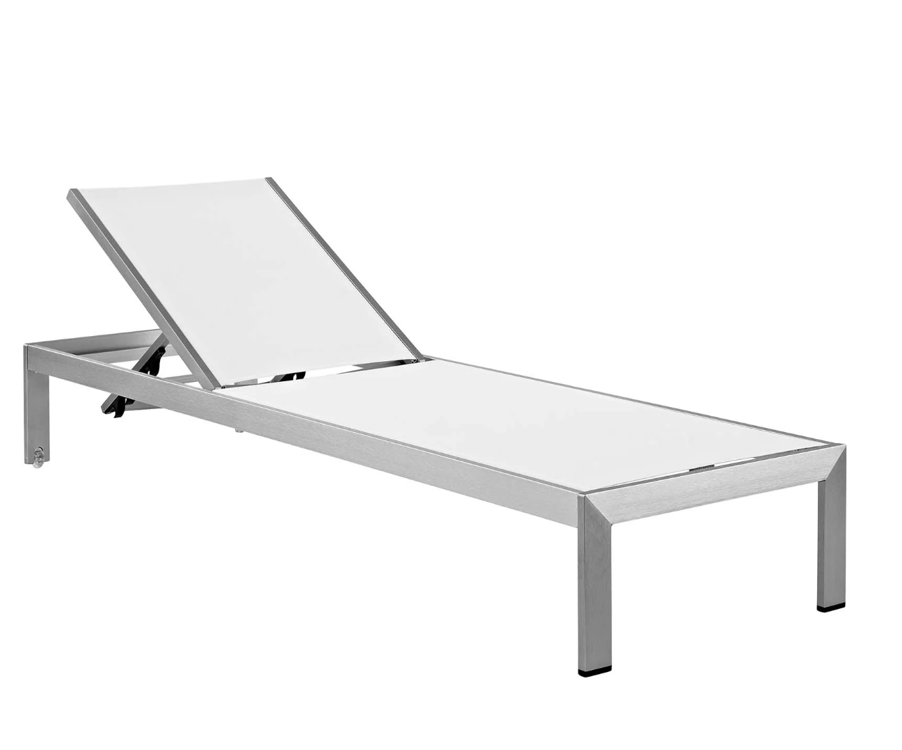 Silver Aluminum Outdoor Chaise with Turquoise Cushion