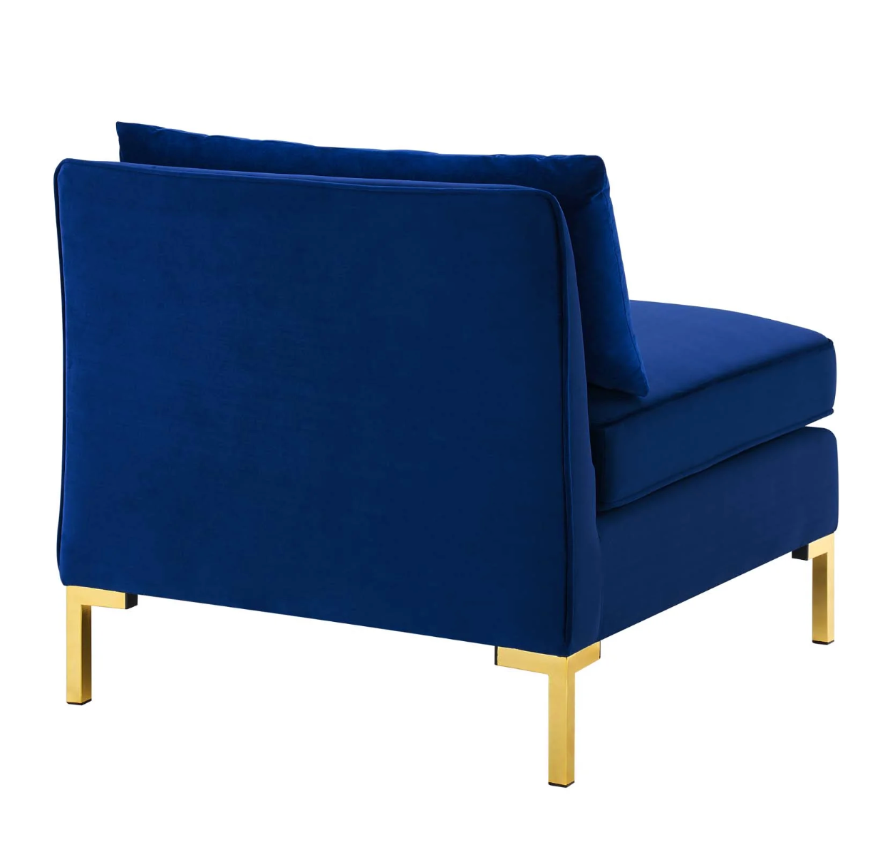 Dark Blue Velvet Armless Chair Piece for Sectional Sofa