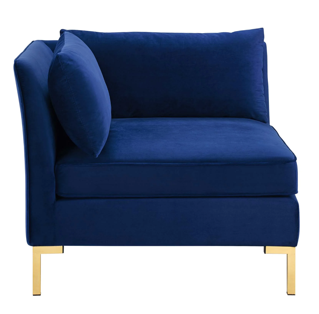 Dark Blue Velvet Corner Arm Chair Piece for Sectional Sofa