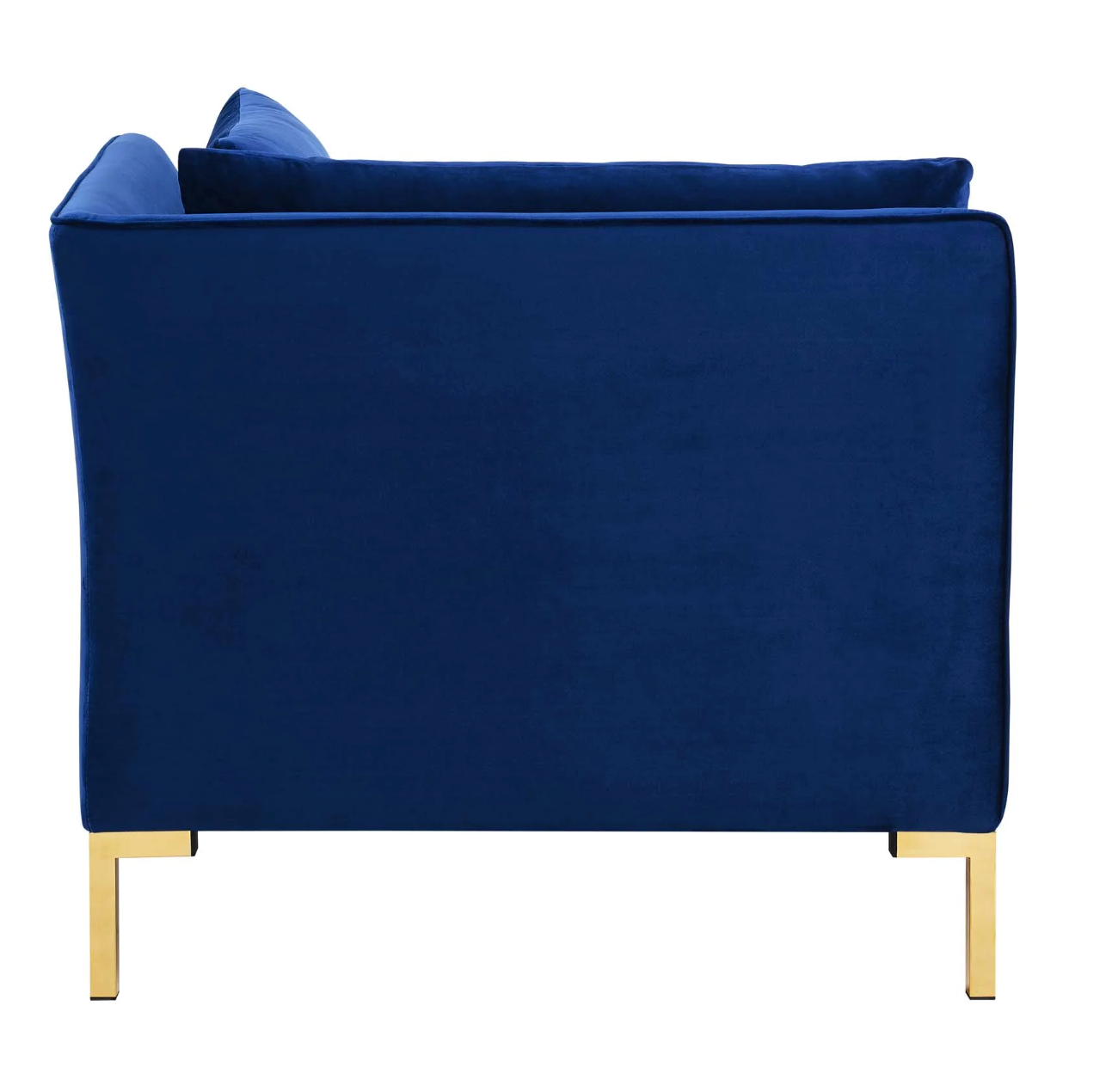 Dark Blue Velvet Corner Arm Chair Piece for Sectional Sofa