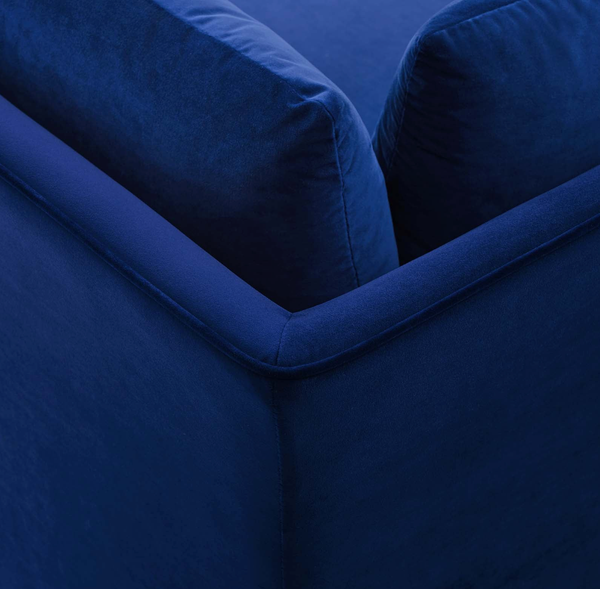 Dark Blue Velvet Corner Arm Chair Piece for Sectional Sofa