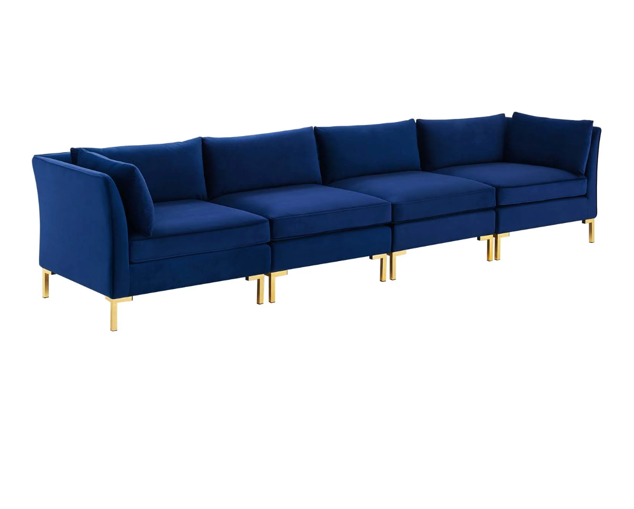 Dark Blue Velvet Sectional 4-seater Sofa