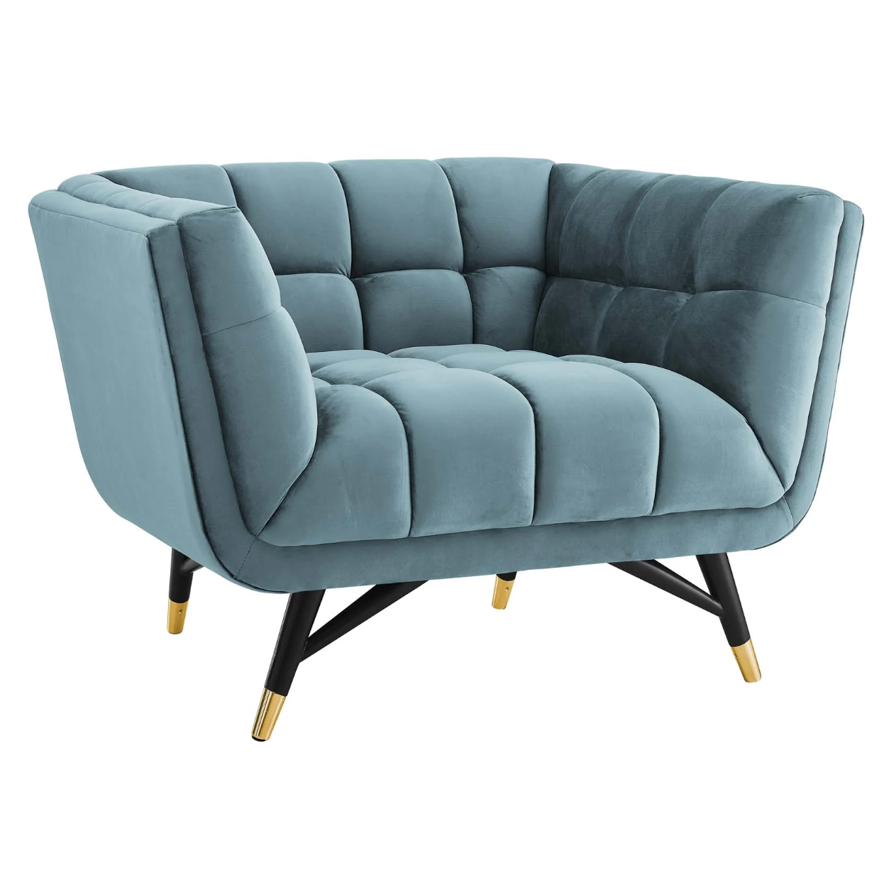 SEA BLUE VELVET ARM CHAIR