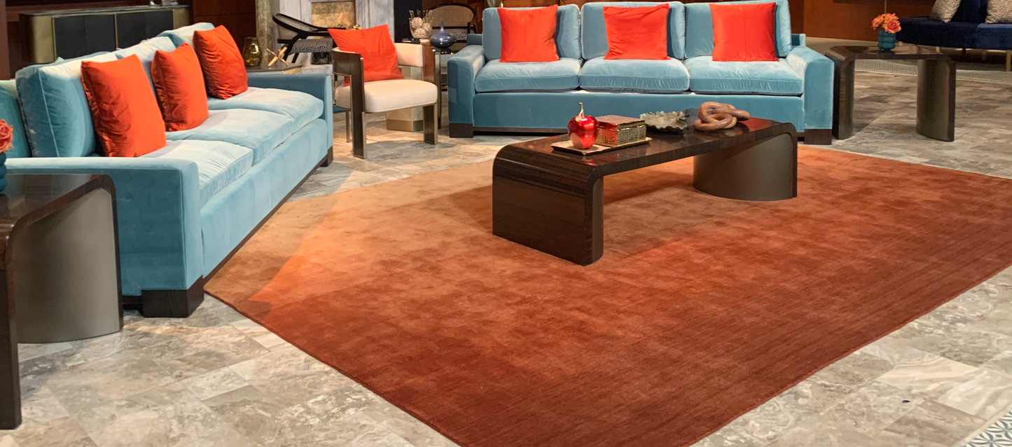 Rust Orange Ombre Wool Rug 10' x 14'