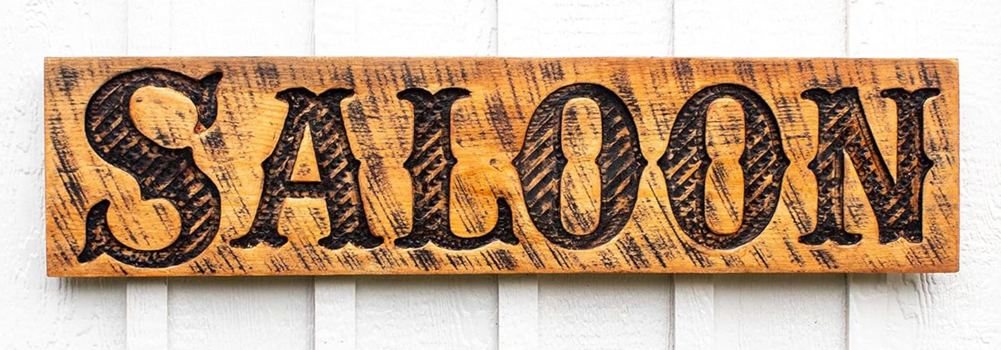 CARVED WOOD SALOON SIGN