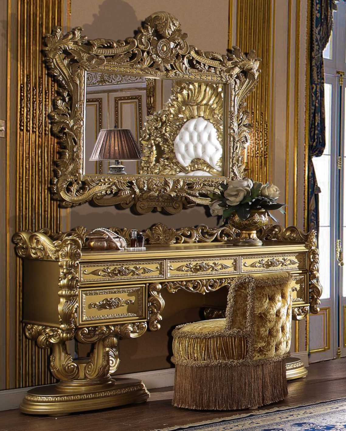 ORNATE GOLD LARGE VANITY BUFFET