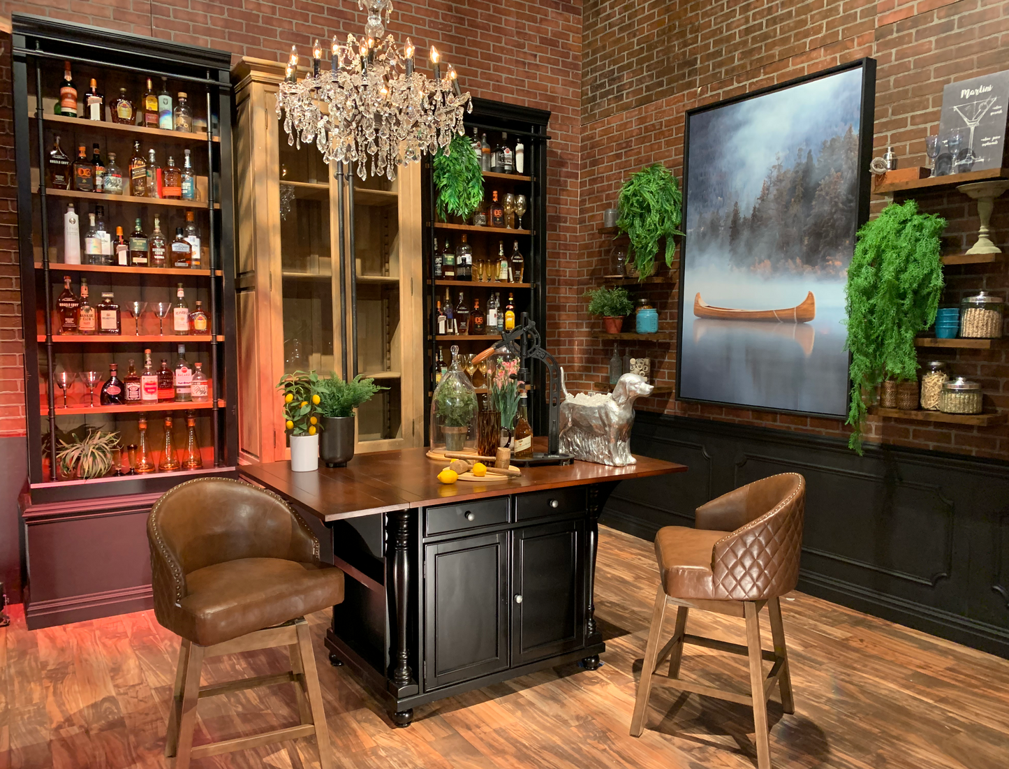 AGED EBONY BLACK WOOD LIBRARY BOOKCASE