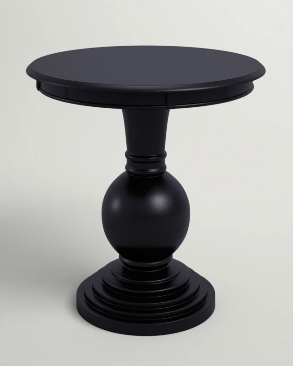 BLACK ROUND PEDESTAL END TABLE