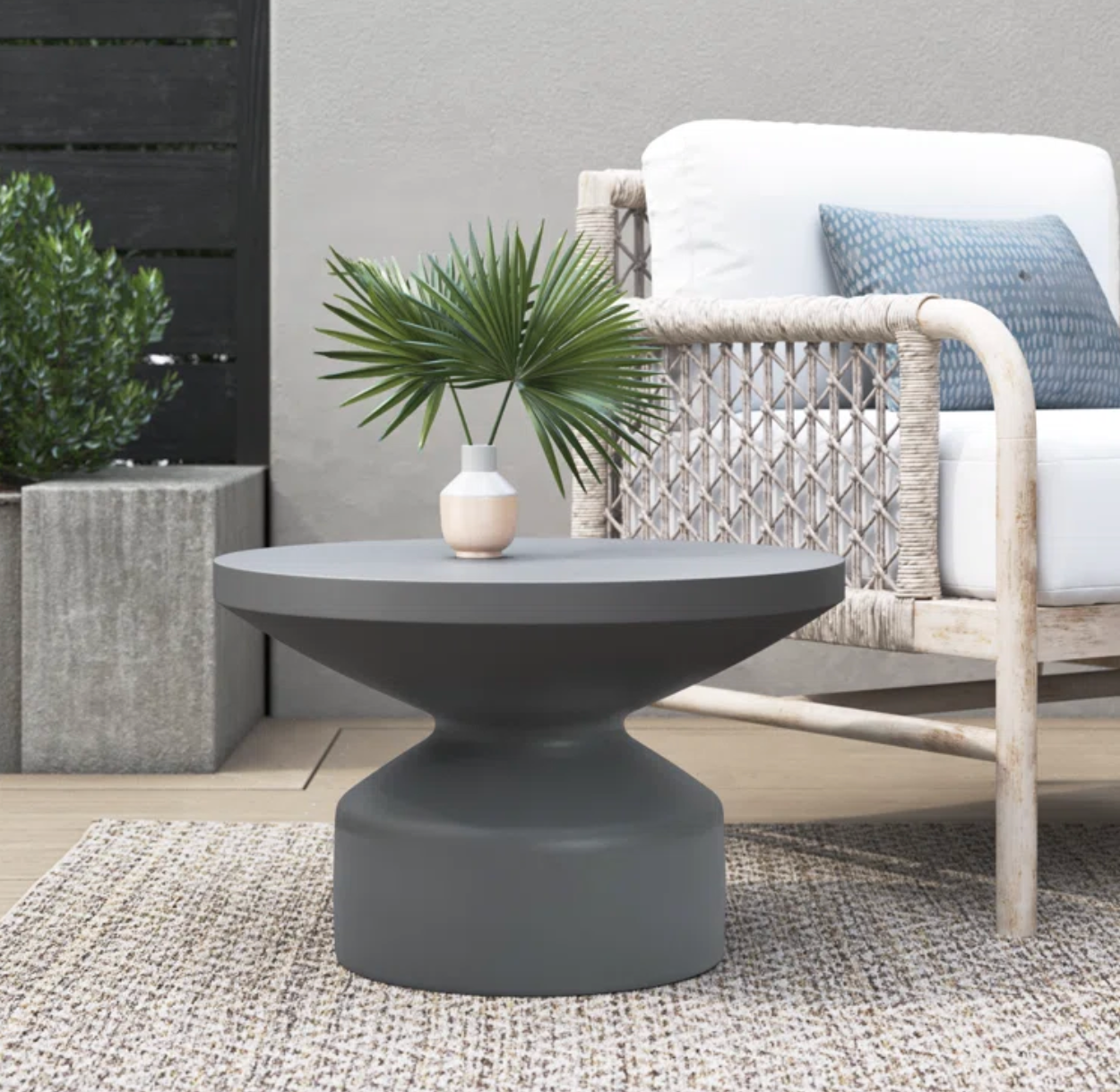 GREY MAGNESIUM OXIDE ROUND COFFEE TABLE