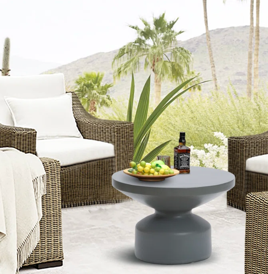 GREY MAGNESIUM OXIDE ROUND COFFEE TABLE