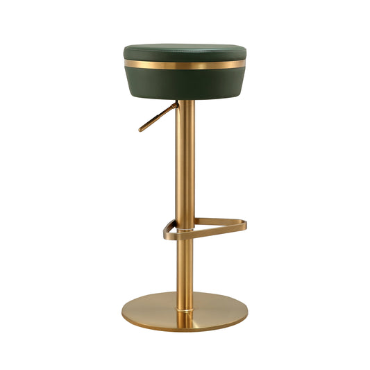 GREEN AND GOLD ADJUSTABLE BAR STOOL