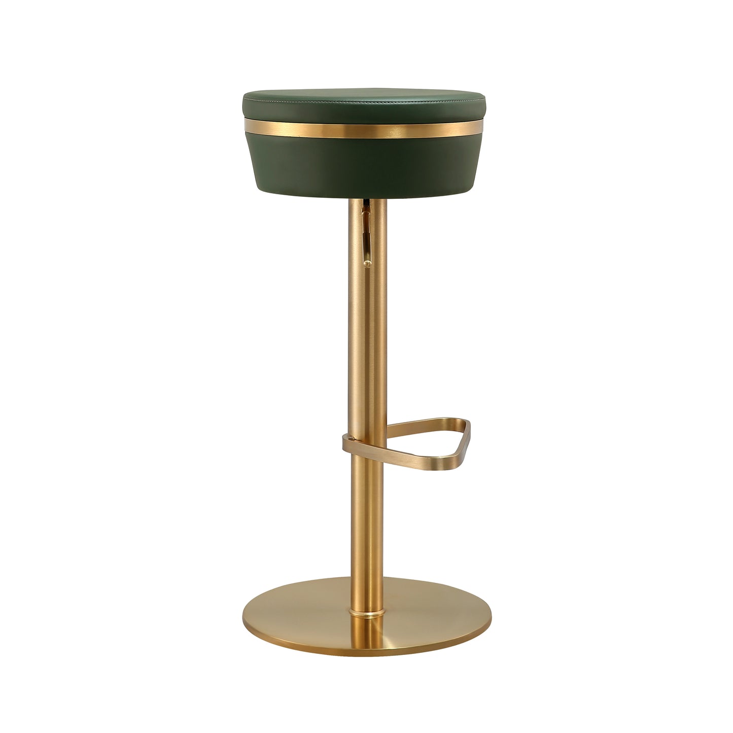 GREEN AND GOLD ADJUSTABLE BAR STOOL