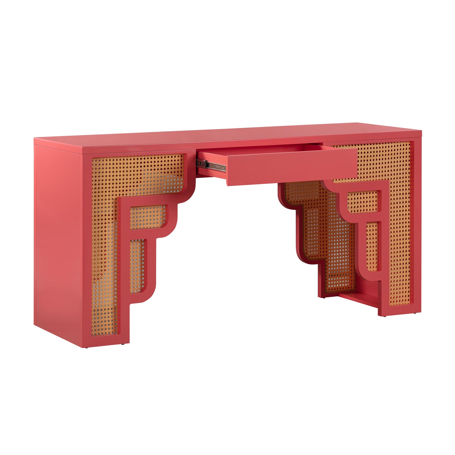 CORAL PINK RATTAN DESK