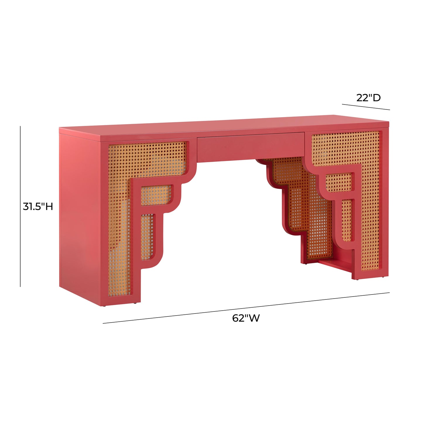 CORAL PINK RATTAN DESK