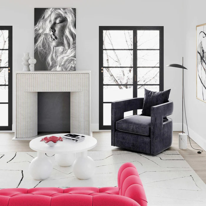 ROUND WHITE COFFEE TABLE WITH 3 BALL LEGS