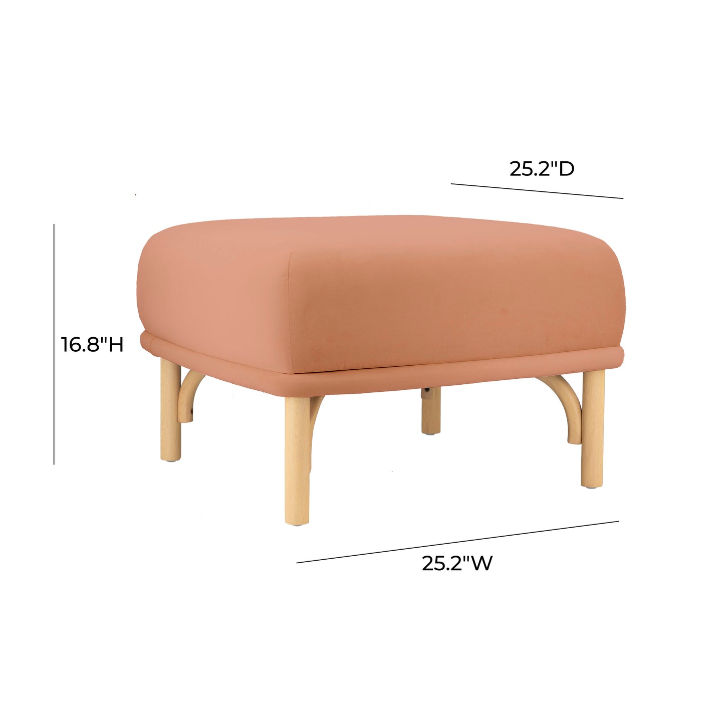PEACH-MAUVE VELVET OTTOMAN