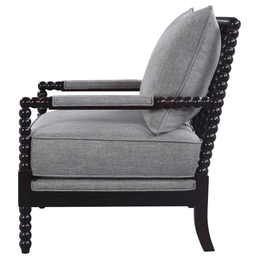 GRAY LINEN BLACK BLUB ARM CHAIR