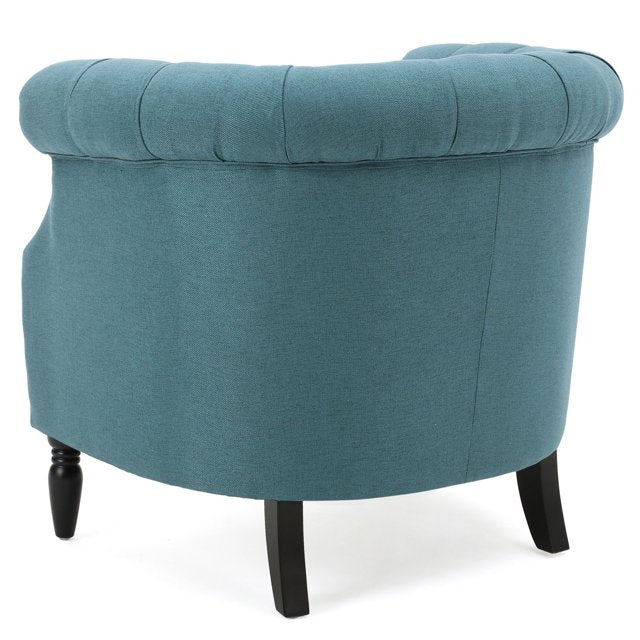 TEAL TUFTED LINEN ARM CHAIR