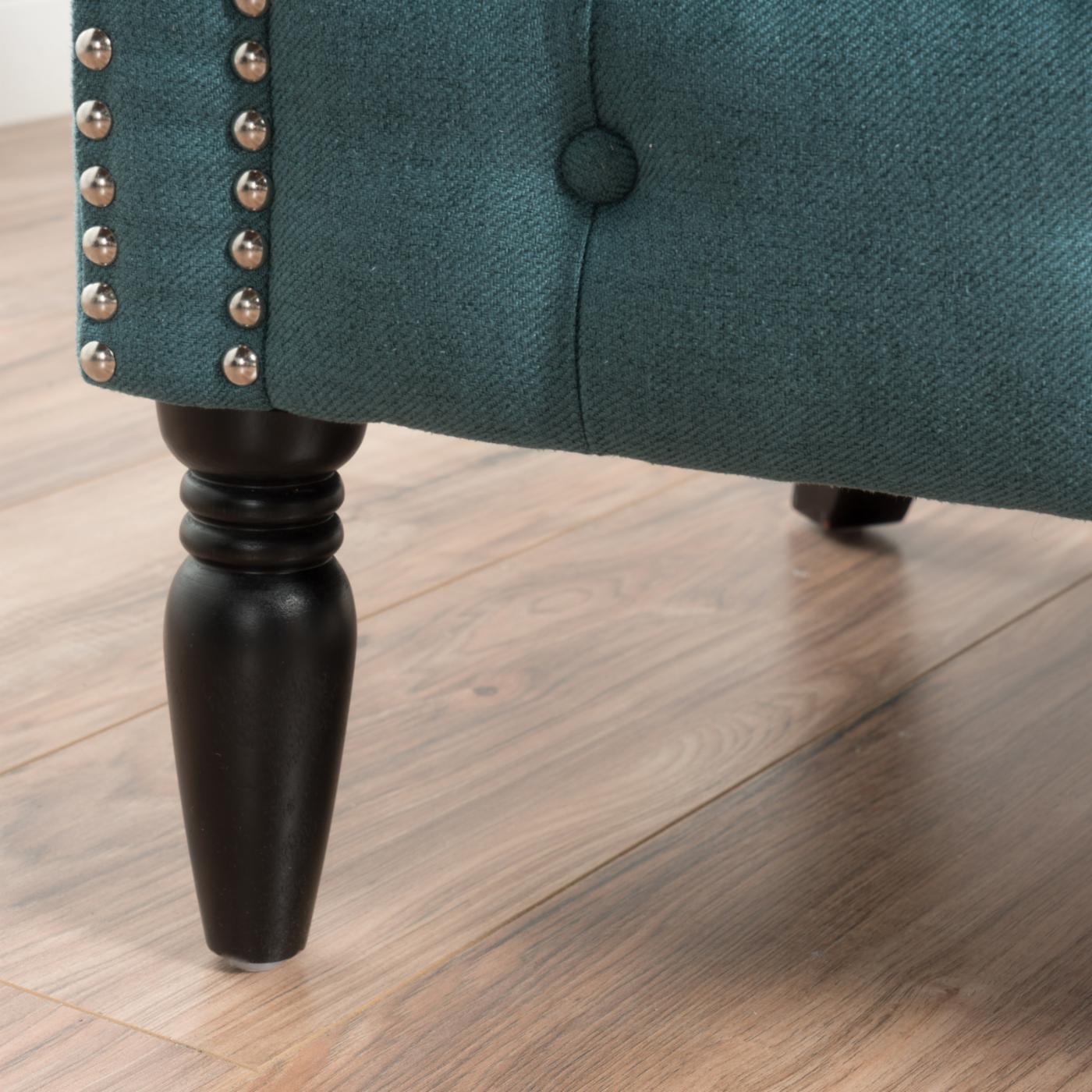 TEAL TUFTED LINEN ARM CHAIR