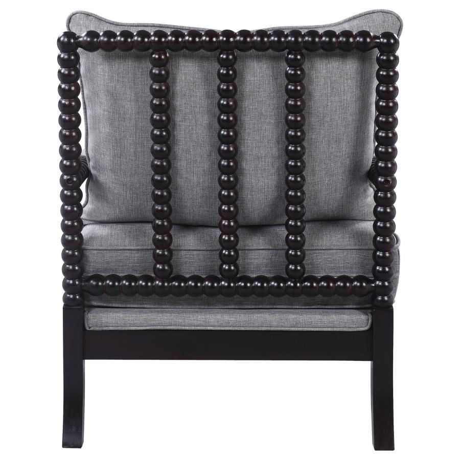 GRAY LINEN BLACK BLUB ARM CHAIR