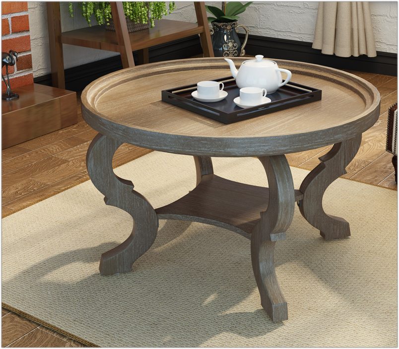 CURVED LEGS WOOD COFFEE TABLE