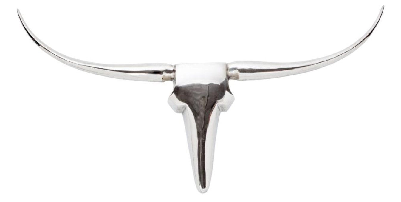 CHROME LONGHORN STEER HEAD WALL DECOR