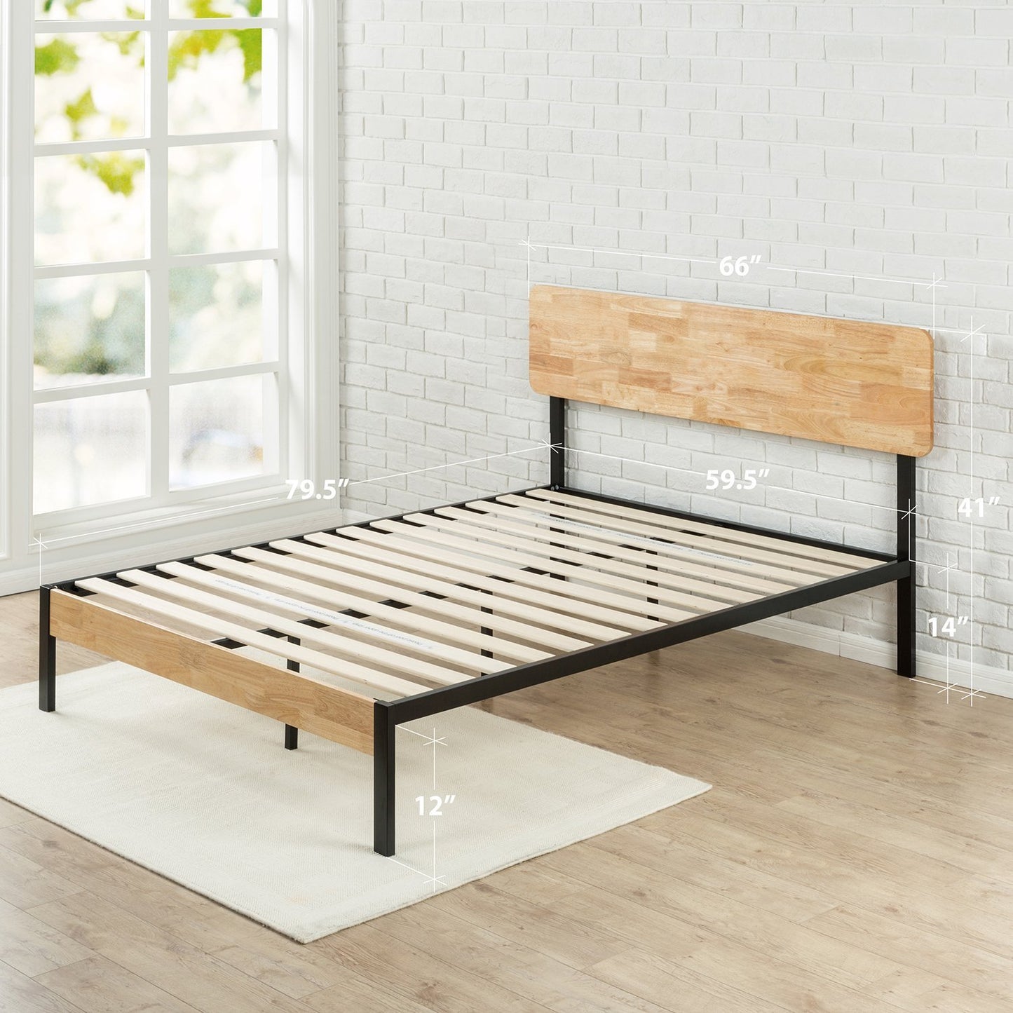 QUEEN BED FRAME (WOOD AND METAL PLATFORM)