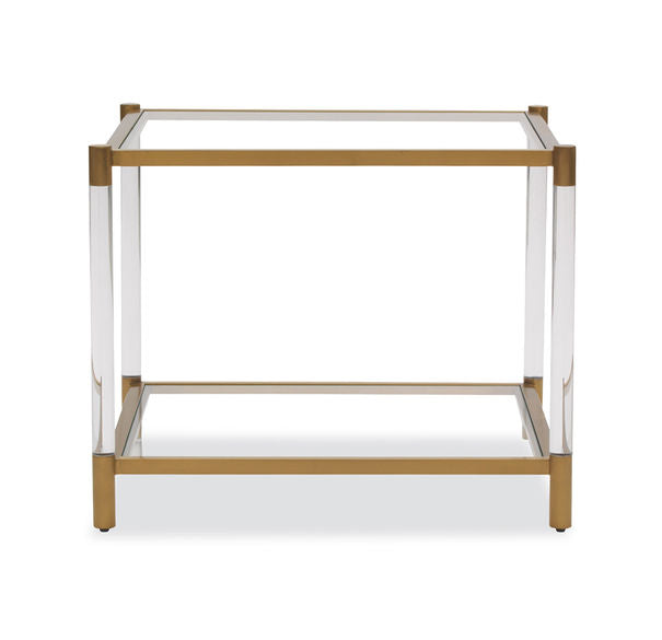 ACRYLIC AND BRASS SIDE TABLE