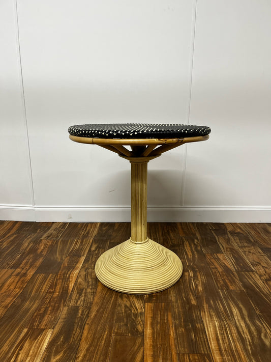 BLACK AND WHITE WICKER BAR TABLE