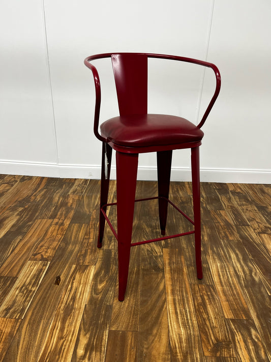 RED METAL HIGH CHAIR BAR STOOL