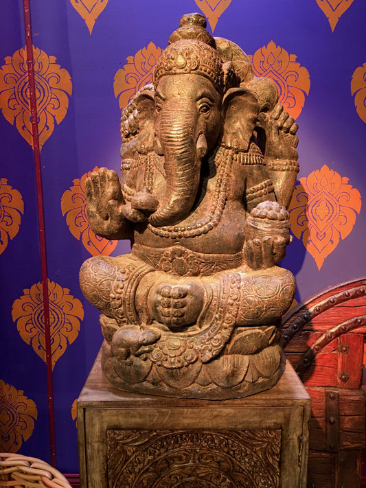 GANESHA WOOD CARVED STATUE