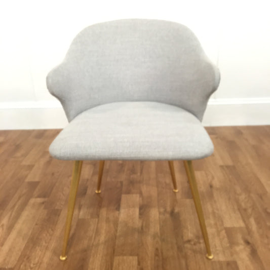 LIGHT GRAY LINEN AND GOLD OFFICE CHAIR