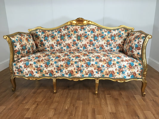 FLORAL PATTERN WITH GOLD FRAME ORNATE SOFA