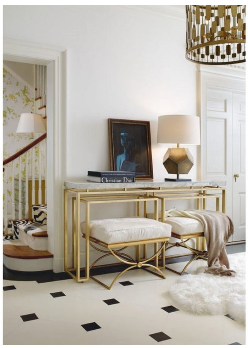 MARBLE TOP CONSOLE TABLE