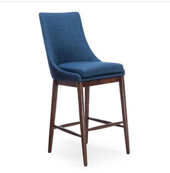 DARK BLUE LINEN BAR CHAIR
