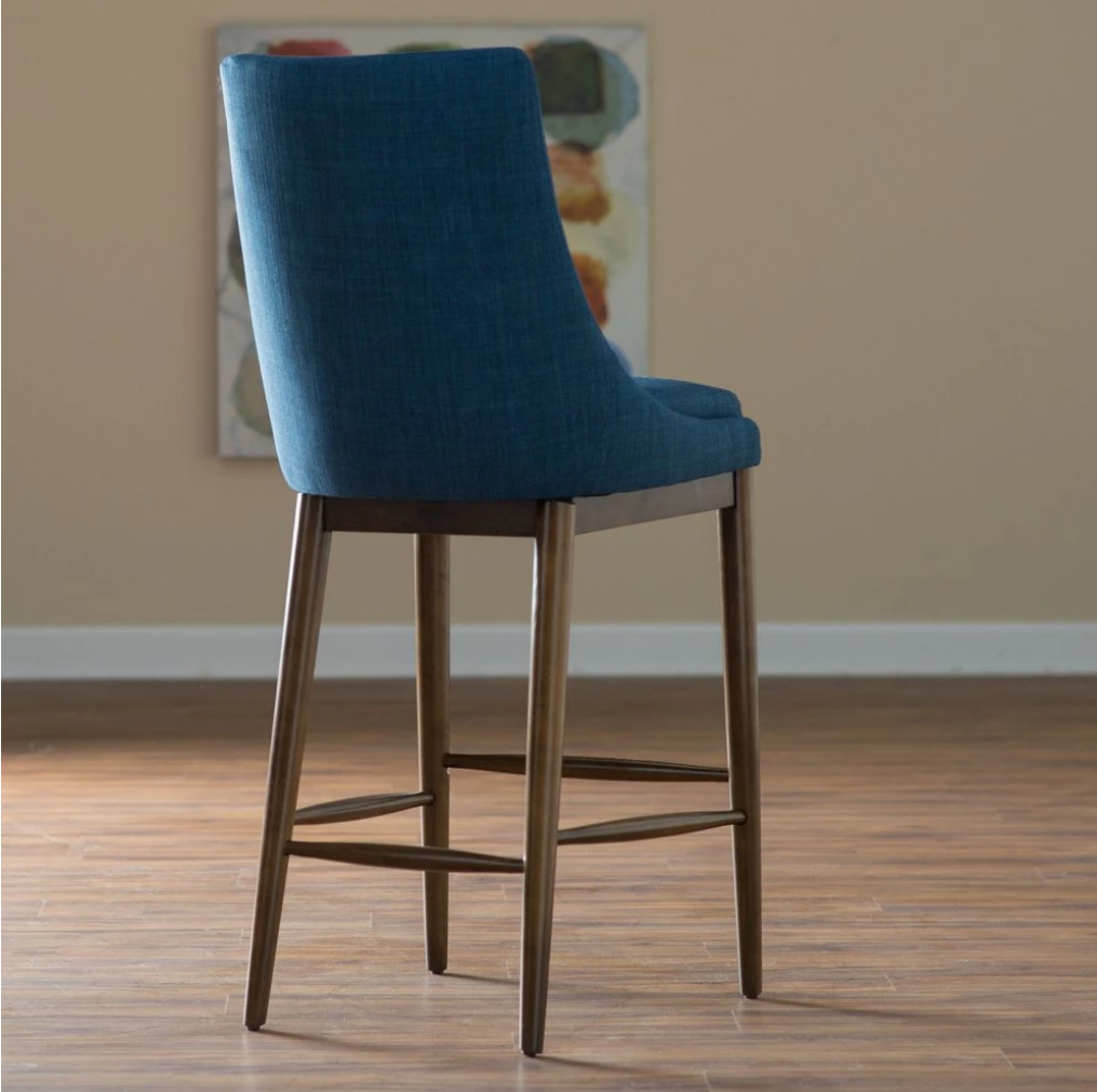 DARK BLUE LINEN BAR CHAIR