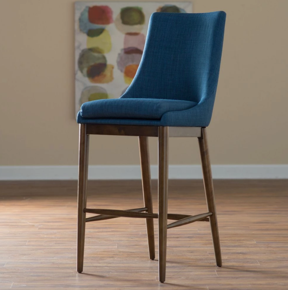 DARK BLUE LINEN BAR CHAIR