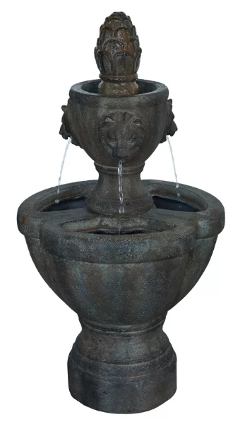 RESIN LION HEAD SCULPTURAL FOUNTAIN