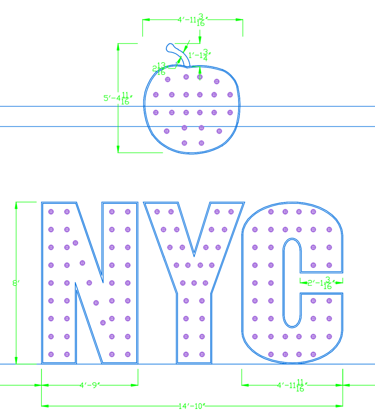 OVERSIZE NYC BIG APPLE MARQUEE