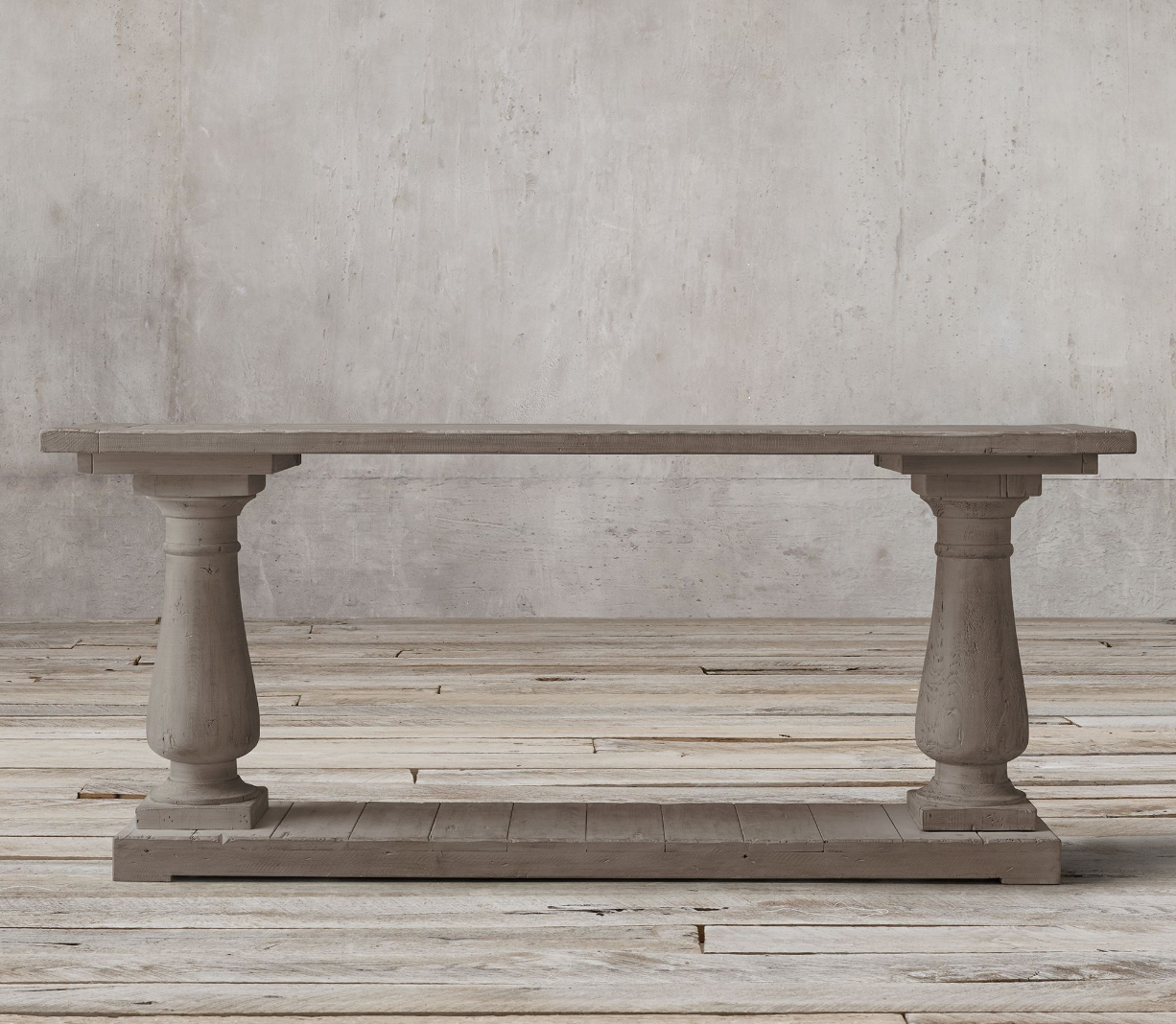 BALUSTRADE SALVAGED WOOD CONSOLE TABLE