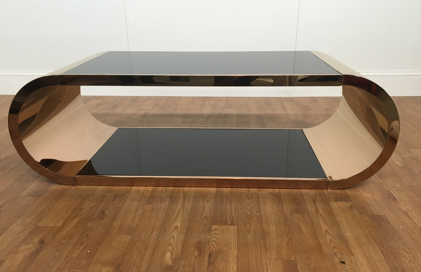 BRONZE AND BLACK GLASS COFFEE TABLE