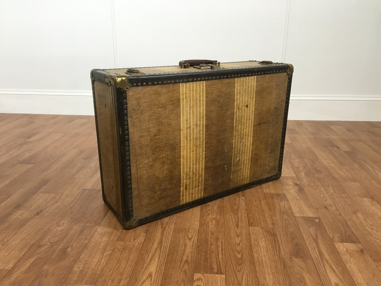 VINTAGE LUGGAGE, TWO TONE BROWN