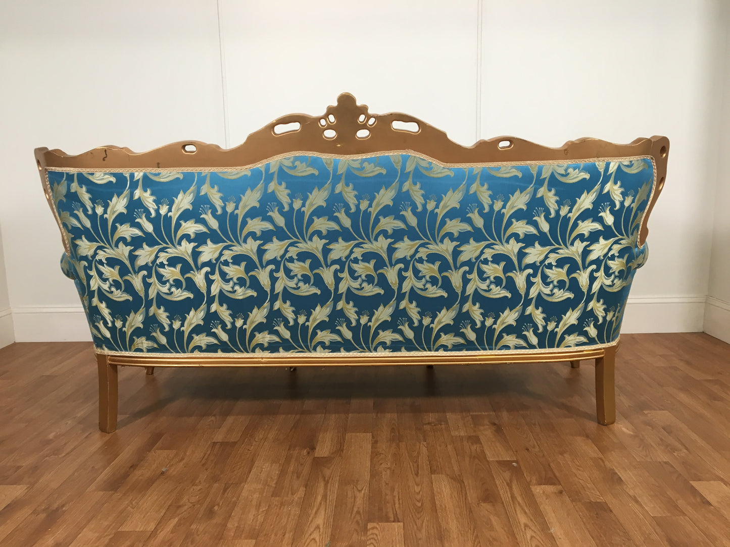 ORNATE ROCOCO GOLD AND ROBINS EGG BLUE COUCH