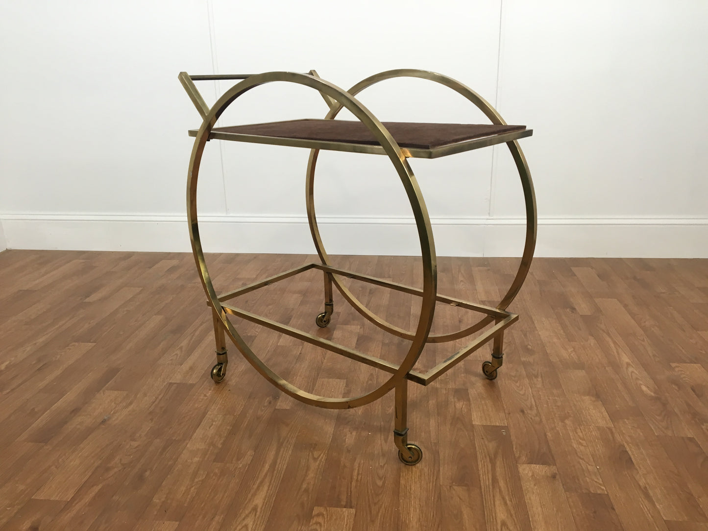 GOLD METAL MID-CENTURY MOD BAR CART