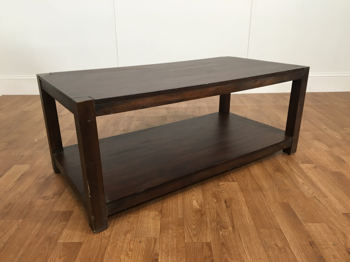 DARK WOOD TWO TIER COFFEE TABLE