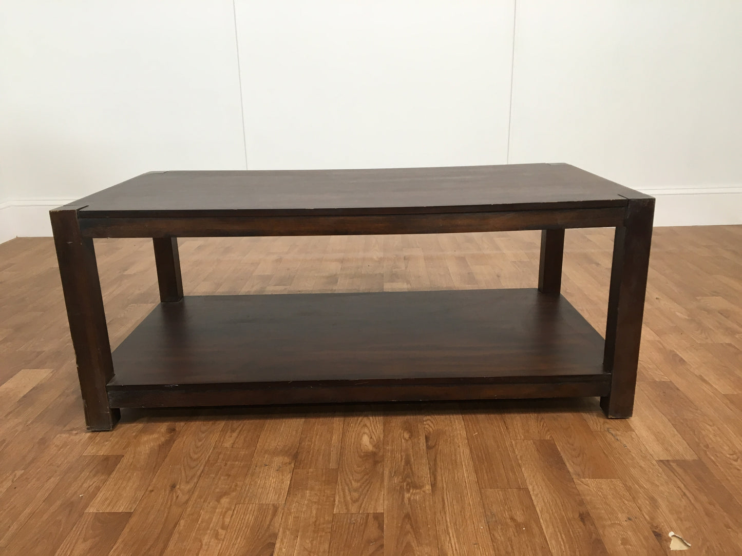 DARK WOOD TWO TIER COFFEE TABLE
