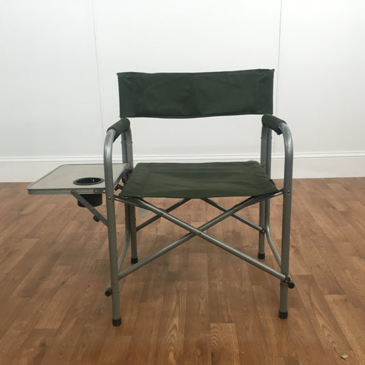 GREEN FOLDING CHAIR WITH FOLDING TRAY