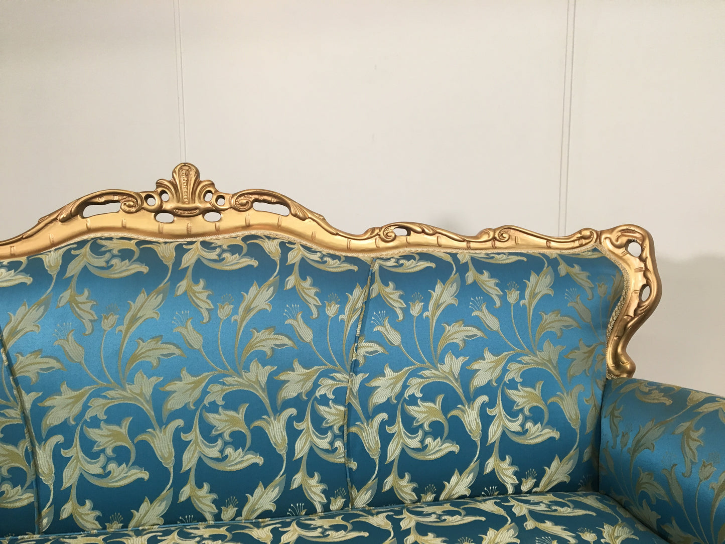 ORNATE ROCOCO GOLD AND ROBINS EGG BLUE COUCH